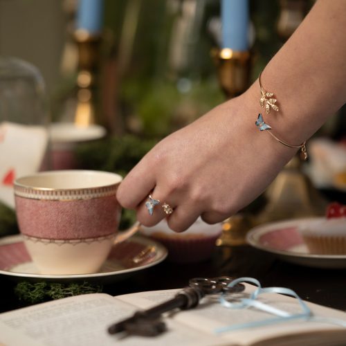 Fable England Enamel Blue Butterfly Bangle