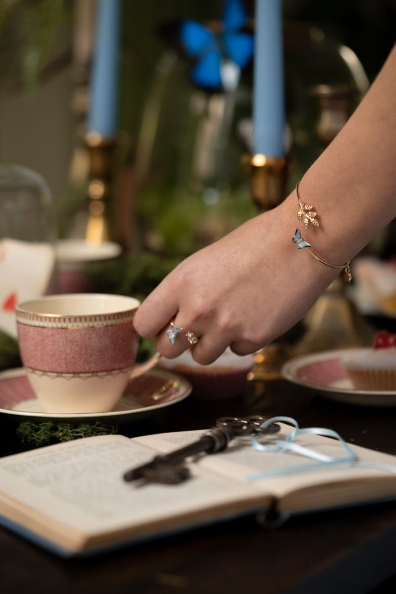 Fable England Enamel Blue Butterfly Bangle