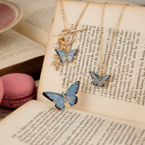 FableEnglandEnamelBlueButterflyNecklace